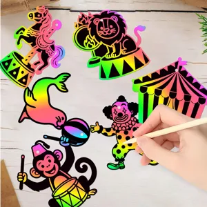 Karneval Zirkus DIY Rubbelkarten Party Dekoration Kinder Pädagogisch Magisch Regenbogen Malen Handwerk Set