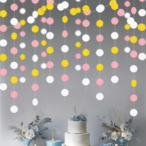 Birthday Party Hanging Garland Round Paper Dots Streamers Wedding Celebration Festival Room Ceiling Decoration Party Supplies