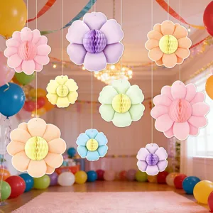 Pastell blumen wabenpapier bälle hängende dekorationen für geburtstagsfeier veranstaltungen.