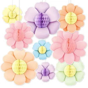 Hängende Blumen Wabenbälle Dekoration, bunte Papier Pompons für Geburtstag Party Zubehör.