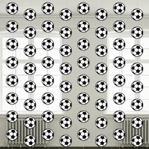 Football themed hanging garlands, perfect for World Cup sports party and fan room decor.