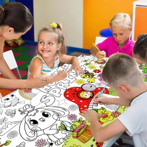 Póster de colorear DIY con tema de primavera para niños, mantel de dibujo educativo.