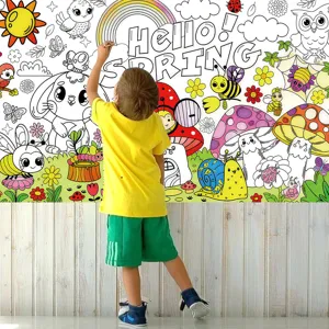 Poster de colorear de primavera para niños hoja de actividad manualidades fiesta
