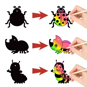 Tarjetas para rascar de bricolaje con tema de insectos, juguetes educativos para niños y fiesta.