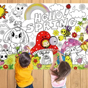 Póster de Colorear Graffiti DIY Tema Primavera Niños Rollo de Dibujo Educativo Papel Arte Manualidades Decoración de Fiesta