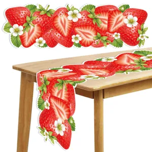 Strawberry Tablecloth Hawaiian Summer Party Table Runner Decorative Table Cover for Birthday Party Dining Table Home Decor