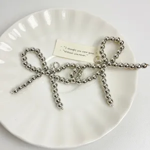 Silver bead bow shoe charms sparkling decorative clips stylish footwear accessories for women