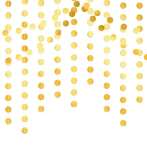 Gold round circle paper garland hanging strings for wedding birthday party festival holiday decor