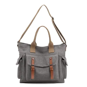 Retro Canvas Shoulder Bag Women Large Capacity Crossbody Bag Casual Travel Handbag Vintage Commuter Bag