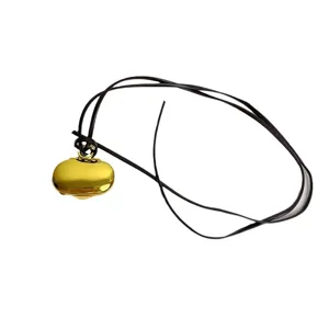 Korean style long gold moon box necklace 2024 new vintage minimalist design sweater chain