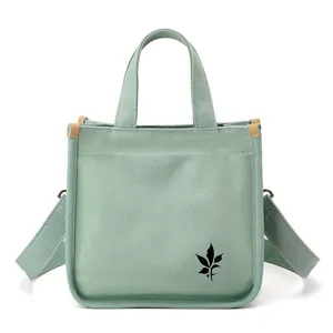 Borsa a Tracolla da Donna in Tela Casual Borsa Tote da Lavoro Semplice Borsa a Tracolla Quotidiana con Carino Motivo a Foglie
