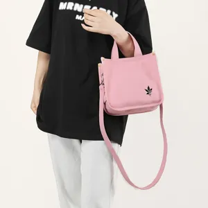 Borsa a tracolla in tela rosa da donna, borsa a mano casual con manico per il lavoro quotidiano.