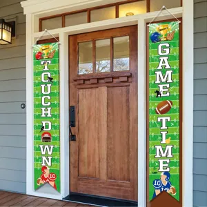 American football themed party porch banner set with yard line hanging sign decor