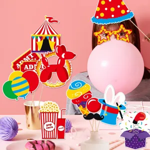 Carnival party photo booth props set, circus clown birthday decoration props for events.