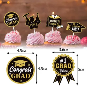 Abschluss Tortenaufleger Set, glitzernde Cupcake Deko für Abschlussfeier Party Dekoration.