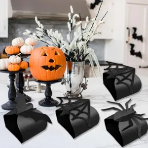 Halloween Spinnen Fledermaus Süßigkeitenbox Detail, schwarze Party Geschenkkarton Dekoration.
