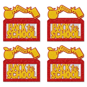 Schulanfang Glitzer Rot Papier Geschenkboxen Kindergarten Klassenzimmer Party Dekor 4Stk