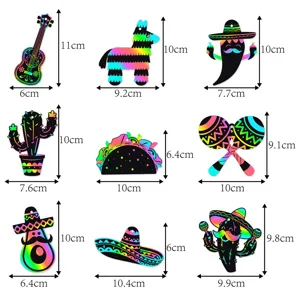 Mexikanische Fiesta Party Dekoration Kratzbilder bunte DIY Karneval Hängedeko Set