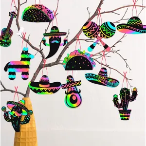 Mexikanische Cinco de Mayo Party Kratzbilder bunte DIY zum Aufhaengen fuer Fest Dekoration.
