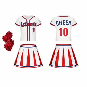 Kids Cheerleading Uniform Performance Outfit Short Sleeve Top And Pleated Skirt Girls Sportswear Competition Dance Costume