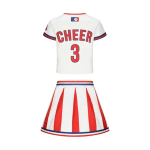Kids cheerleading uniform set short sleeve top and pleated skirt performance outfit