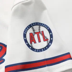 Kids cheerleading costume sleeve detail, white athletic sportswear with letter print, breathable fabric.