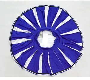 Blauw-witte geplooide cheerleader rok, levendig podiumoptreden kostuum voor vrouwen.