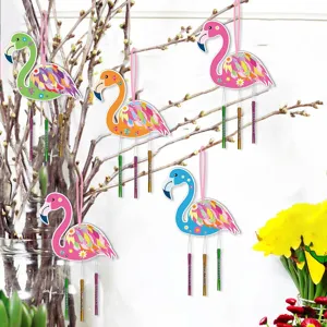 Carillons à vent colorés flamand rose suspendu décoration de jardin fête de plage