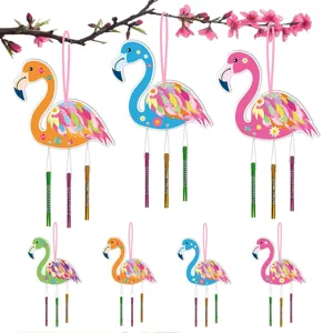 Carillon Éolien Flamant Rose Décoration Suspendue Pour Fête De Plage Hawaïenne Été Luau Thème Tropical Ornement Événement