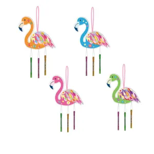 Suspension carillon éolien flamant rose hawaïen pour décoration de fête de plage d'été et jardin
