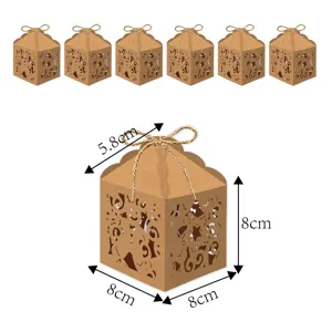 Christmas kraft paper gift boxes with gingerbread man hollow design, candy and apple packaging.