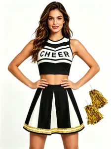 Γυναικείο Σετ Cheerleader Crop Top και Πλισέ Φούστα Κοστούμι Θεατρικής Παράστασης