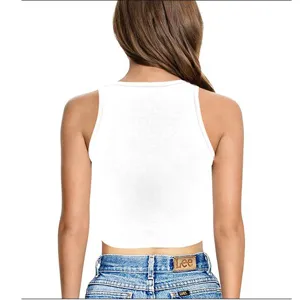 Γυναικείο λευκό ριμπ crop τοπ τιράντα casual καλοκαίρι αμάνικο βασικό γιλέκο μόδα