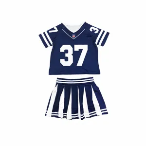 Παιδικό Σετ Στολής Cheerleading Preppy Style Κοντό Μανίκι Top και Plisee Φούστα Αθλητική Παράσταση Χορού