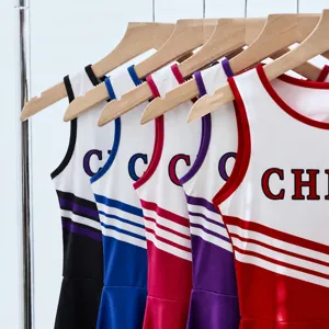Kids cheerleading dress performance costume sleeveless pleated skirt activewear main view