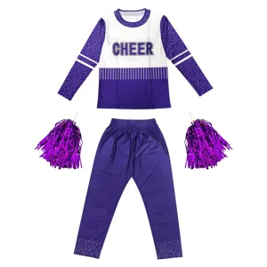 Παιδική στολή cheerleader με μακρυμάνικη μπλούζα, παντελόνι και πόν πον για επιδείξεις.