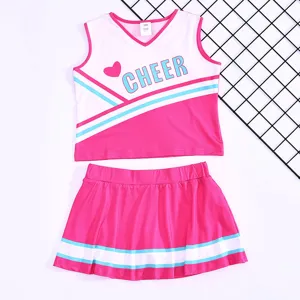 Kinder Cheerleading Outfit Set ärmelloses Top Plisseerock Sportbekleidung Kostüm 130