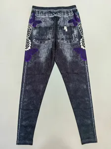Women fashion slim butterfly printed yoga leggings high waist stretch fitness pants detail