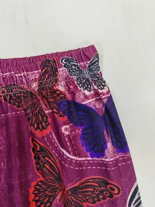 Butterfly print high waist stretch leggings waist detail close up fashion casual yoga pants