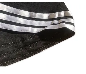 Black cheerleading skirt detail with white stripes kids sports apparel athletic uniform prop