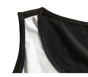 Cheerleader dress clothing detail view showing high quality black and white strap stitching.