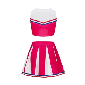 Adult cheerleading uniform set crop top and pleated skirt for sports dance school competition