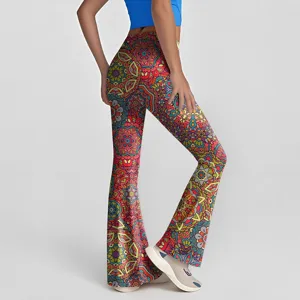 Γυναικείο Καλοκαιρινό Παντελόνι Καμπάνα Boho Mandala Ψηλόμεσο Ρετρό Casual Στυλ