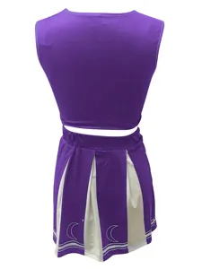 Purple cheerleader costume crop top and pleated skirt set for women performance dance wear