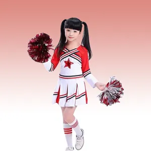 Kids cheerleading costume set red white performance uniform for girls athletic sports meet
