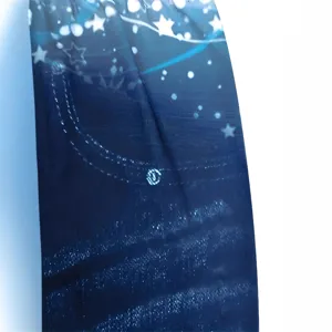 High waist elastic sports leggings with starry sky fake denim print for women fitness wear.