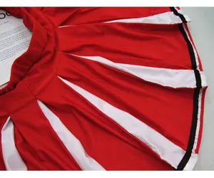 Red white pleated cheerleading skirt dance costume performance sportswear outfit