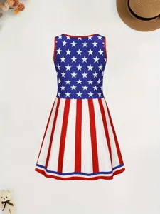 Kinderen Amerikaanse Vlag Cheerleader Jurk Sterren Strepen Prestatie Kostuum Belangrijkste