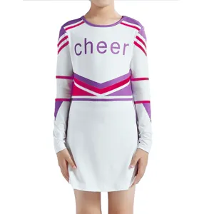 Kids long sleeve cheerleading dress uniform for school sports meetings and stage performances.