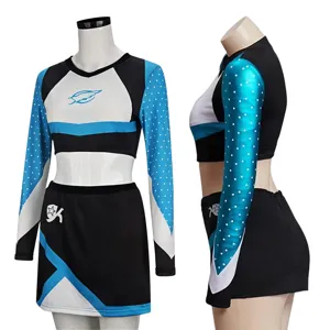 Cheerleading uniform set long sleeve crop top skirt for women stage performance party wear